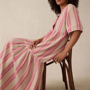 Dune Cotton Gauze Wesley Dress - Cocoa Reef Stripe